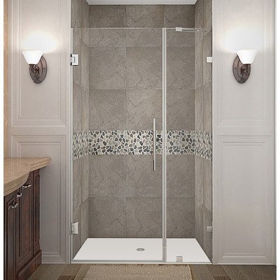 Global SDR985-CH-37-10 Nautis 37 x 72 in. Completely Frameless Hinged Shower Door in Chrome -  Aston