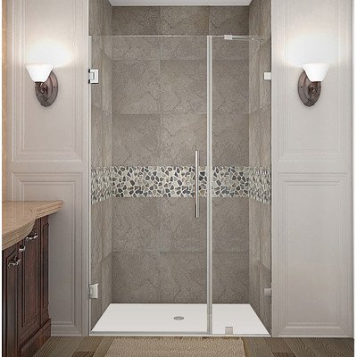 Nautis Completely Frameless Hinged Shower Door in Chrome - 40 x 72 in.