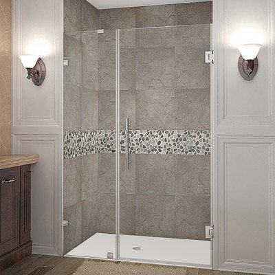 Global SDR985-CH-43-10 Nautis 43 x 72 in. Completely Frameless Hinged Shower Door in Chrome -  Aston