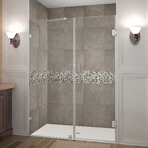 Nautis 53 x 72 in. Completely Frameless Hinged Shower Door in Chrome