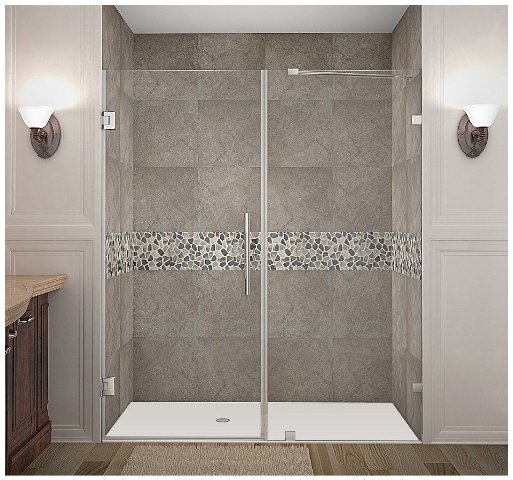 Nautis 67 x 72 in. Completely Frameless Hinged Shower Door in Chrome