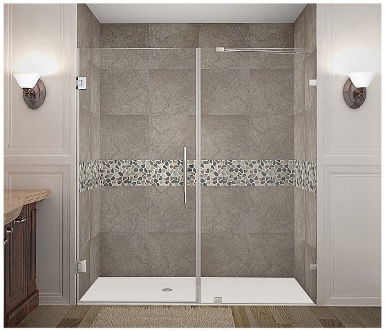 Global SDR985-CH-76-10 Nautis 76 x 72 in. Completely Frameless Hinged Shower Door in Chrome -  Aston