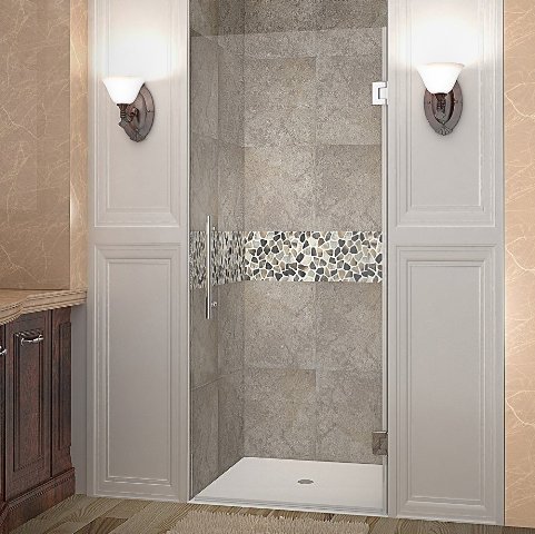 Cascadia 23 x 72 in. Completely Frameless Hinged Shower Door in Chrome