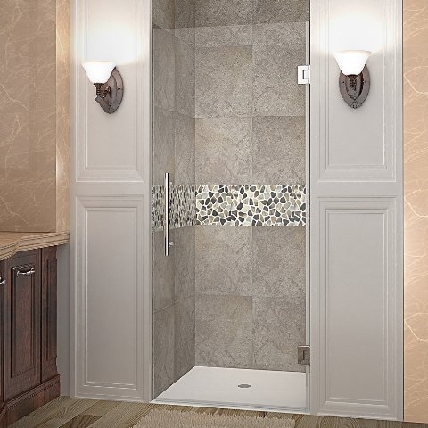 Global SDR995-SS-22-10 Cascadia 22 x 72 in. Completely Frameless Hinged Shower Door in Stainless Steel