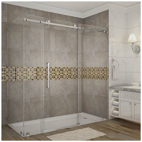 Picture of AstonGlobal SEN976-CH-72-10 Moselle 72 x 35 x 75 in. Completely Frameless Sliding Shower Door Enclosure in Chrome