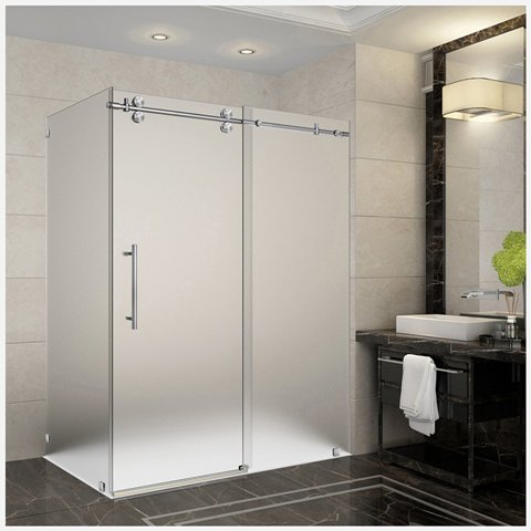 Picture of AstonGlobal SEN979-SS-60-10 Langham 60 x 35 x 75 in. Completely Frameless Sliding Shower Enclosure in Stainless Steel