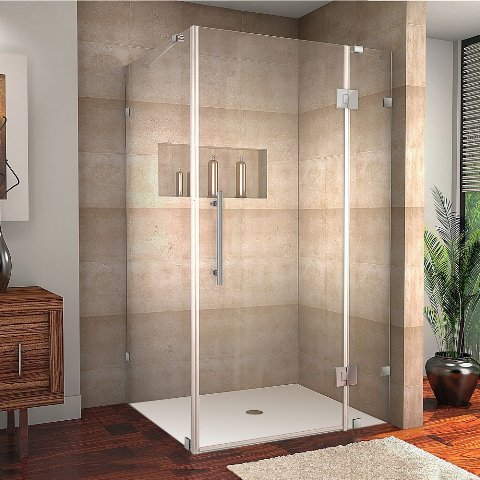 Picture of AstonGlobal SEN987-CH-4032-10 Avalux 40 x 32 x 72 in. Completely Frameless Shower Enclosure in Chrome