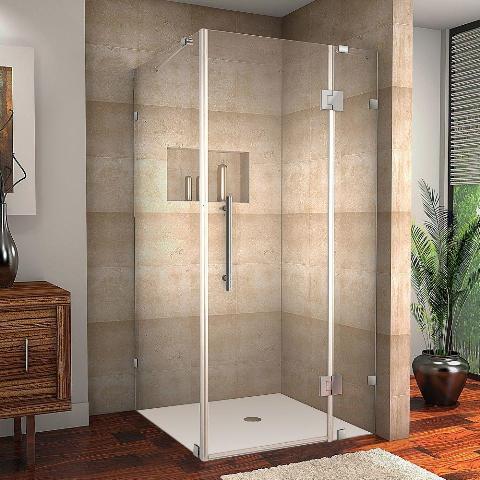 Picture of AstonGlobal SEN987-SS-3230-10 Avalux 32 x 30 x 72 in. Completely Frameless Shower Enclosure in Stainless Steel