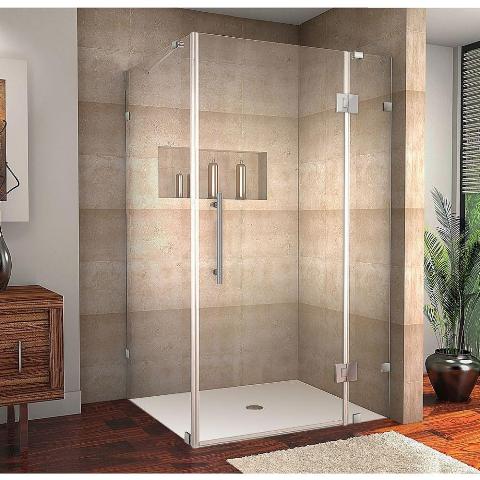 Picture of AstonGlobal SEN987-SS-4030-10 Avalux 40 x 30 x 72 in. Completely Frameless Shower Enclosure in Stainless Steel