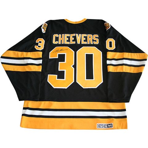 Picture of Gerry Cheevers Autographed Black Boston Bruins Jersey