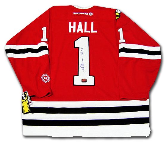 Picture of Glenn Hall Autographed Red Chicago Blackhawks Jersey