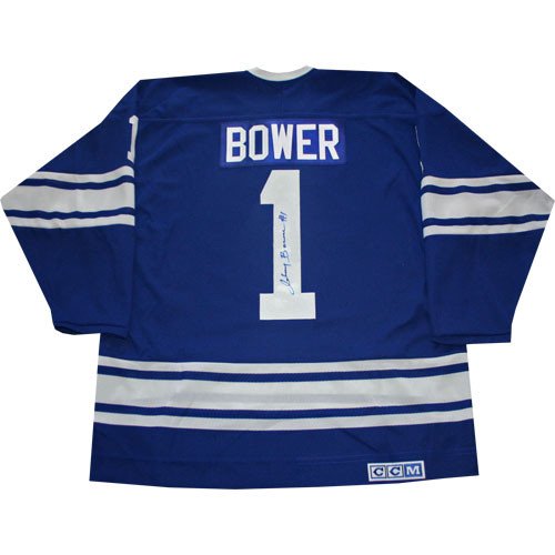 Picture of Johnny Bower Autographed Blue Toronto Maple Leafs Jersey