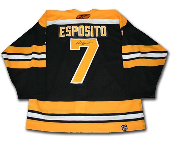 Picture of Phil Esposito Autographed Black Boston Bruins Jersey
