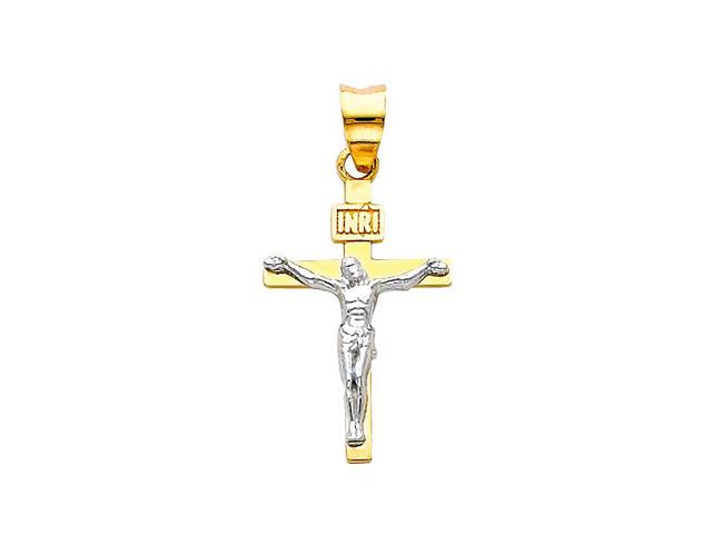 Picture of Precious Stars Jewelry 14k Two-Tone Gold &apos;INRI&apos; Crucifix Religious Cross Charm Pendant