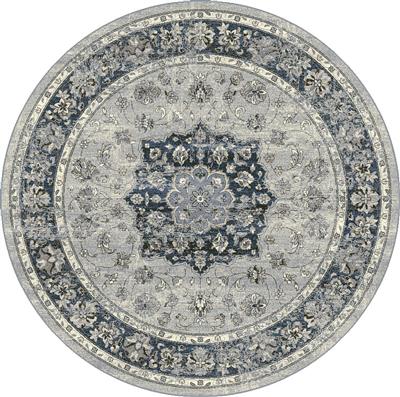 ANR5575599686 Ancient Garden Round Rug- Silver & Blue - 5 ft. 3 in.