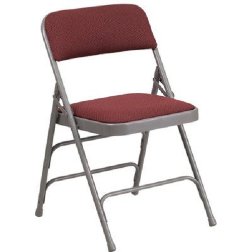 Picture of Flash Furniture AW-MC309AF-BG-GG Double Hinged Burgundy Patterned Fabric Metal Folding Chair- 300 lbs.