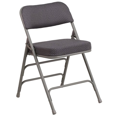 Picture of Flash Furniture AW-MC320AF-GRY-GG Quad Hinged Gray Fabric Upholstered Metal Folding Chair