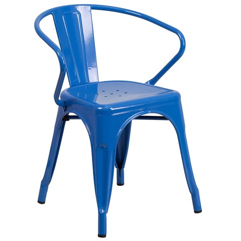 Picture of Flash Furniture CH-31270-BL-GG Metal Indoor-Outdoor Chair With Arms - Blue