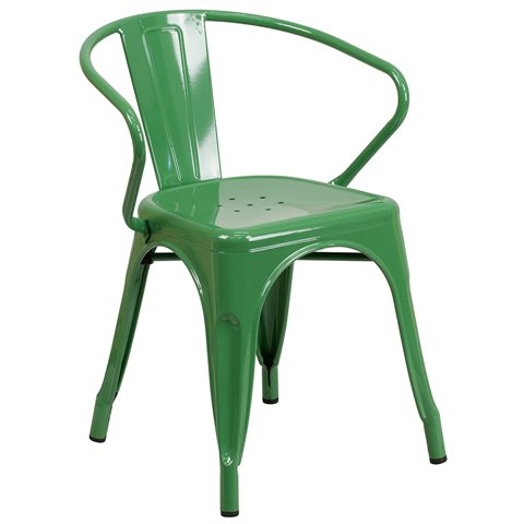 Picture of Flash Furniture CH-31270-GN-GG Metal Indoor-Outdoor Chair With Arms - Green