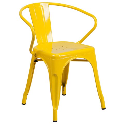 Picture of Flash Furniture CH-31270-YL-GG Metal Indoor-Outdoor Chair With Arms - Yellow