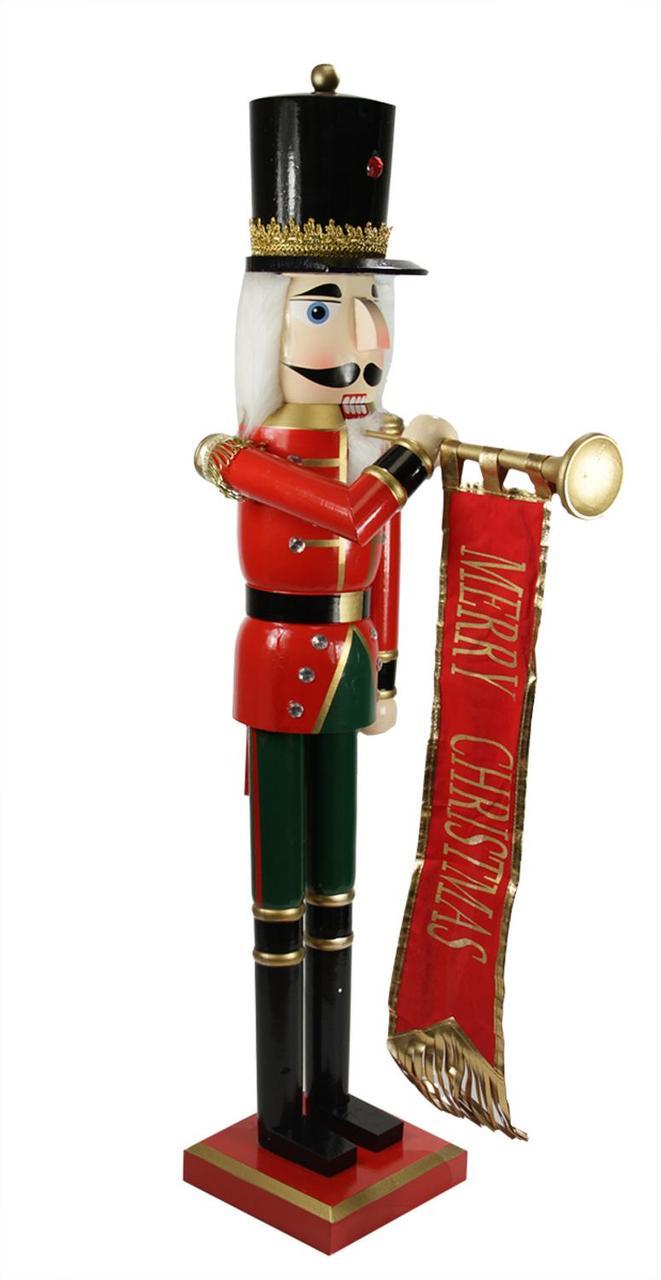 Picture of NorthLight 36 in. Decorative Red Blue & Gold Wooden Christmas Nutcracker Soldier with Banner