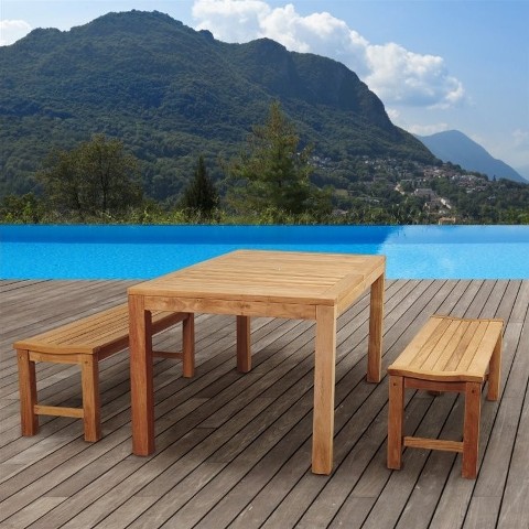 SC RINRECT-2RINBENCH Amazonia Rinjani 3 Piece Teak Rectangular Dining Set