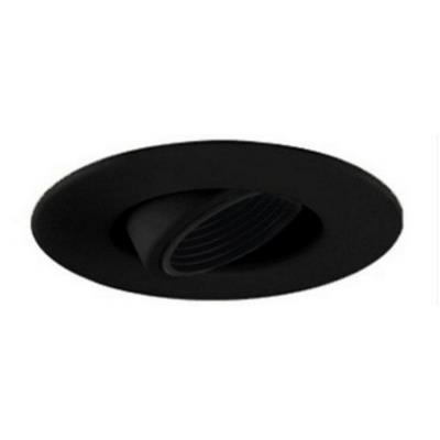 Low Voltage Adjustable Gimbal Ring Trim with Step Baffle- Black Baffle- White Trim