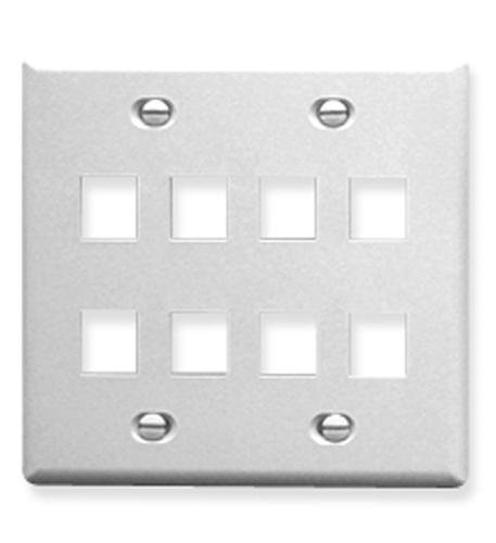 Picture of ICC IC107FD8WH Faceplate Flat- 2-Gang & 8 Port - White