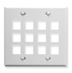 IC107F12WH 12-Port Flat Faceplate, 2-Gang, White