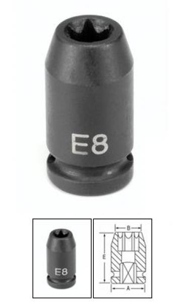 Grey Pneumatic 1/4" Drive E6 External Torx Standard Impact Socket (906ET)