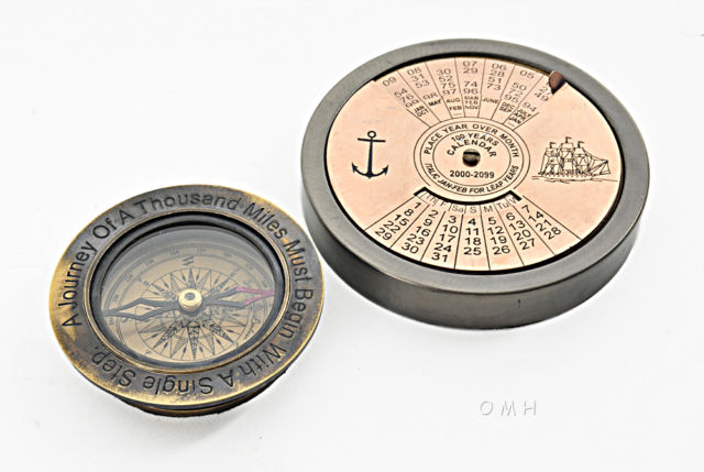 Picture of Old Modern Handicrafts AK034 100 Year Calendar & Compass Quote- Set of 2