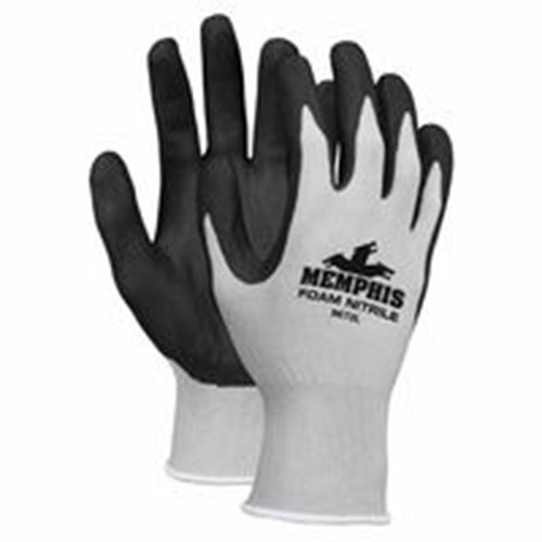 Foam Nitrile Gloves, Large, Black & Gray