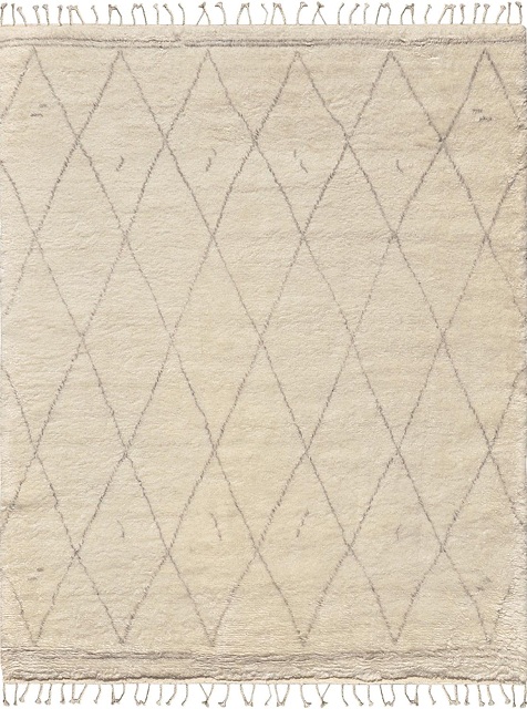 PLW-01 7 ft. 9 in. x 9 ft. 9 in. Moroccan Collection Hand-Knotted Silk & Wool Area Rug