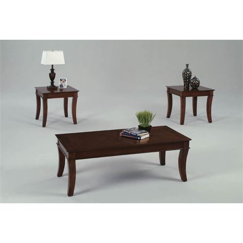 Progressive Furniture P304-95 Corona Transitional Style Cocktail and 2 End Tables, Medium Cherry - Pack 3
