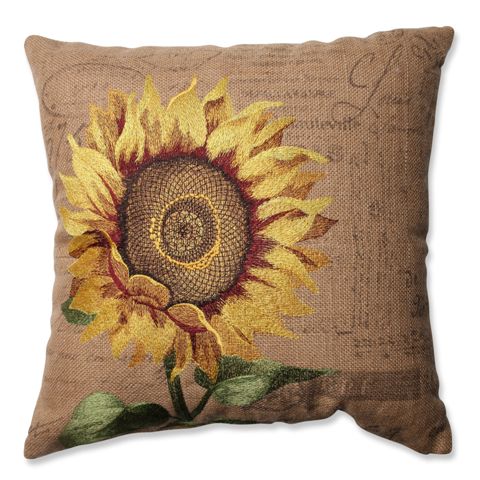 Picture of Pillow Perfect 576817 Sunflower Burlap 16.5 in. Throw Pillow