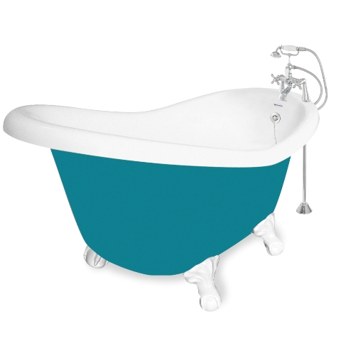 Picture of American Bath Factory T020B-WH-P Marilyn 67 in. Splash Of Color Acrastone Bath Tub- White Metal Finish- Small