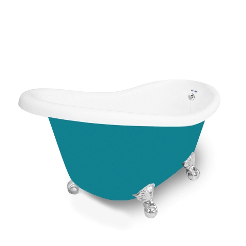 Picture of American Bath Factory T020A-CH-P Marilyn 67 in. Splash Of Color Acrastone Tub & Drain- No Faucet Holes- Chrome Metal Finish- Small