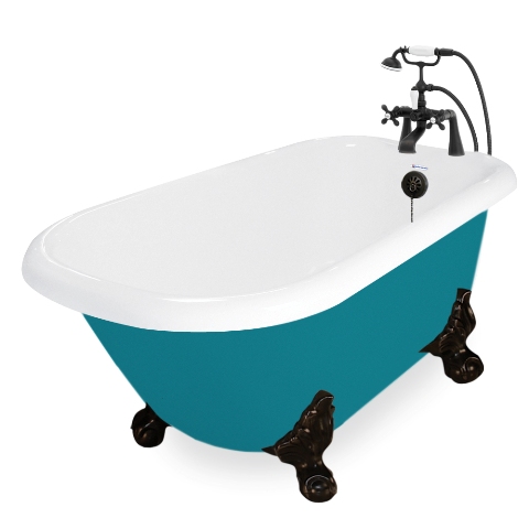 Picture of American Bath Factory T041B-OB-P Jester 54 in. Splash Of Color Acrastone Bath Tub- Old World Bronze Metal Finish- Large