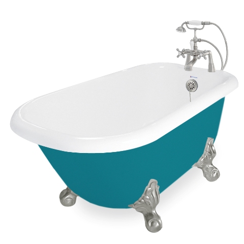 Picture of American Bath Factory T041B-SN-P Jester 54 in. Splash Of Color Acrastone Bath Tub- Satin Nickel Metal Finish- Large