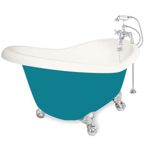 American Bath Factory T010B-CH-R-BP Champagne Ascot 60 in. Bisque Acrastone Air Bath Tub, Chrome Metal Finish, S