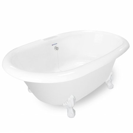 Picture of American Bath Factory T091A-WH Duchess 72 in. White Acrastone Tub & Drain- No Faucet Holes- White Metal Finish- Large
