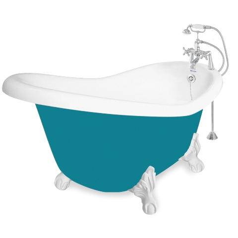 Picture of American Bath Factory T011B-WH-P Ascot 60 in. Splash Of Color Acrastone Bath Tub&#44; White Metal Finish&#44; Large