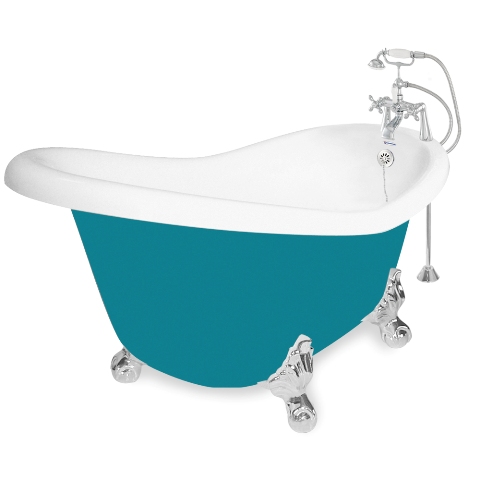 Picture of American Bath Factory T011B-CH-P Ascot 60 in. Splash Of Color Acrastone Bath Tub- Chrome Metal Finish- Large