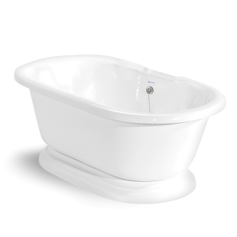 Picture of American Bath Factory T110A-SN & DM-7 Beacon Hill 70 in. White Acrastone Tub & Drain- Satin Nickel Metal Finish