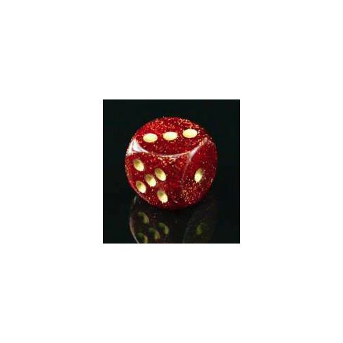 Glitter Polyhedral 16 mm D6 Dice Set, Ruby & Gold