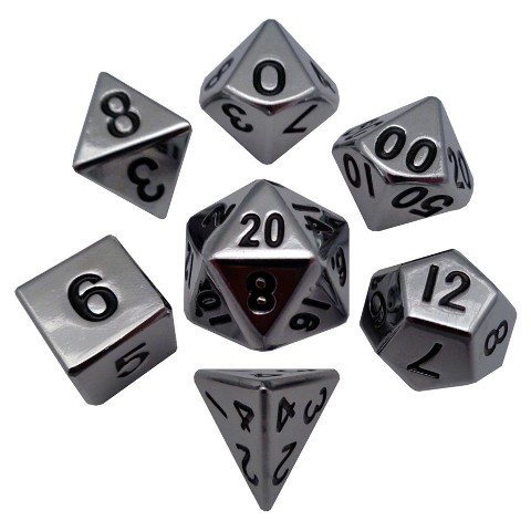 16 mm Silver Metal Dice, Set of 7