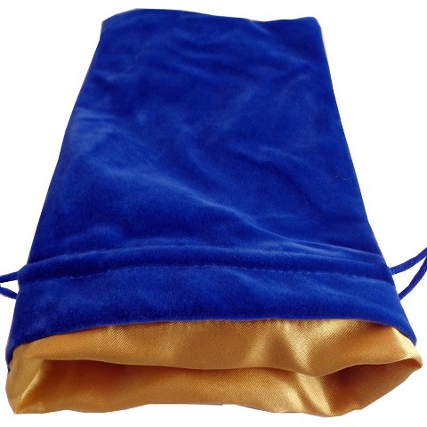 6 x 8 Velvet & Satin Dice Bag, Blue & Gold