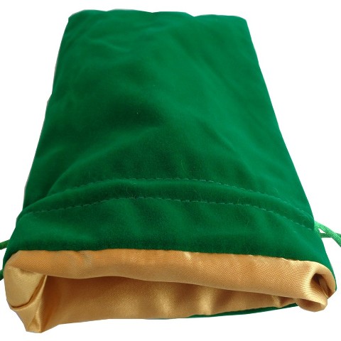 6 x 8 Velvet & Satin Dice Bag, Green & Gold
