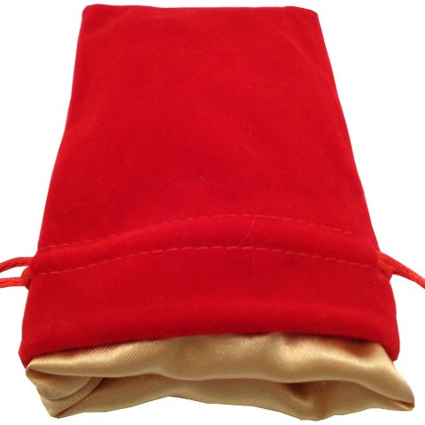 4 x 6 Velvet & Satin Dice Bag, Red & Gold
