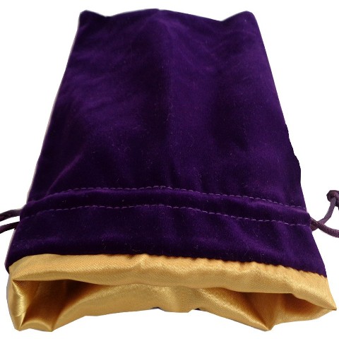 4 x 6 Velvet & Satin Dice Bag, Purple & Gold